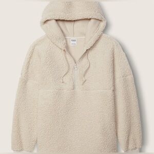 Varsity Sherpa Half-Zip Hooded Pullover in size XL from PINK Victoria’s Secret